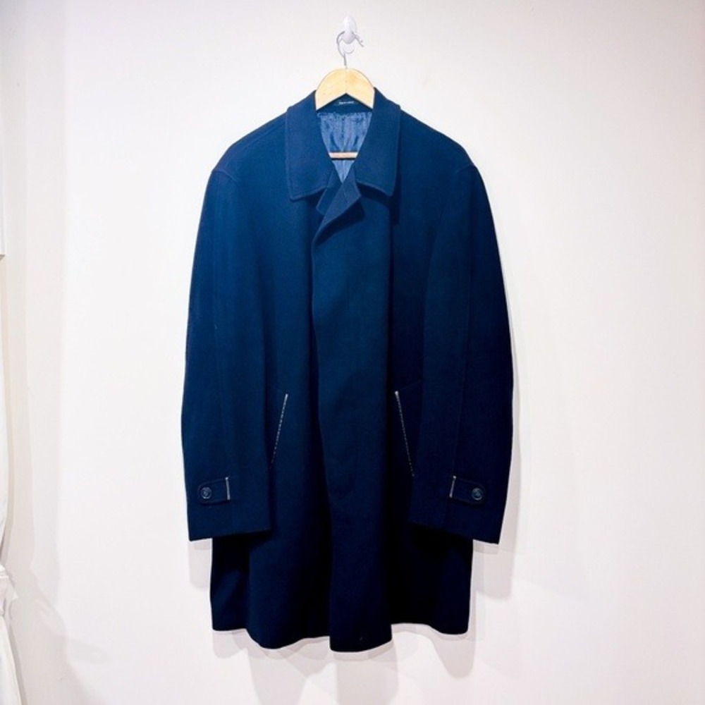 BIELA Navy Wool Cashmere Overcoat Classic Tailored Coat‎ Size 44R